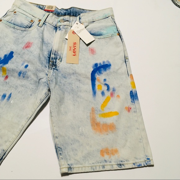 NWT Levi’s 569 Loose Straight Unique Paint Denim Jean Shorts Men's Size 31 NEW - Picture 4 of 12